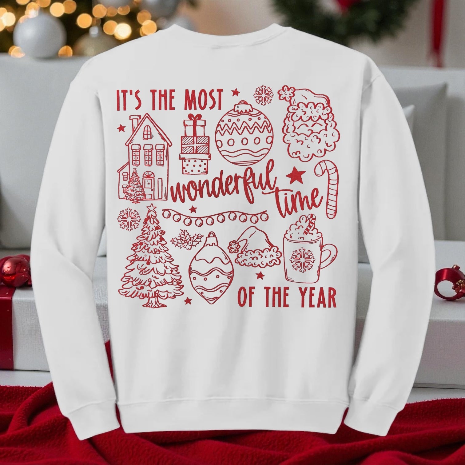 White Crewneck Christmas Sweater
